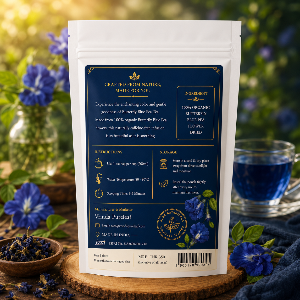 ZIP lock pouches butterfly blue pea tea