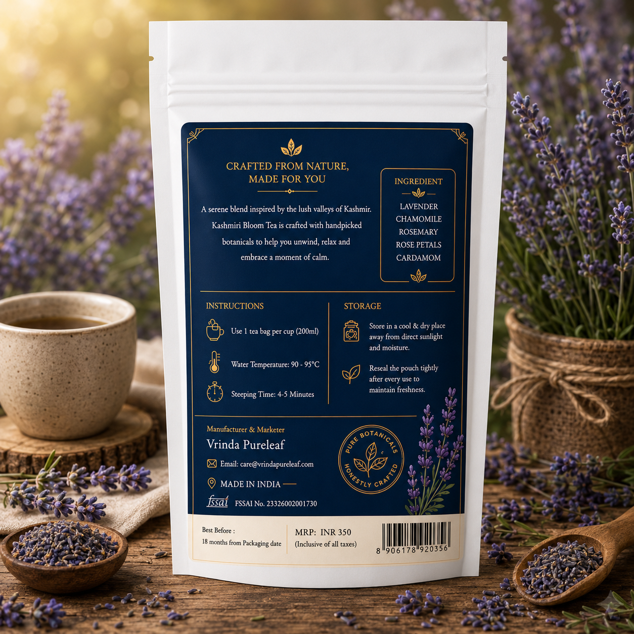 ZIP lock pouches kashmiri bloom tea