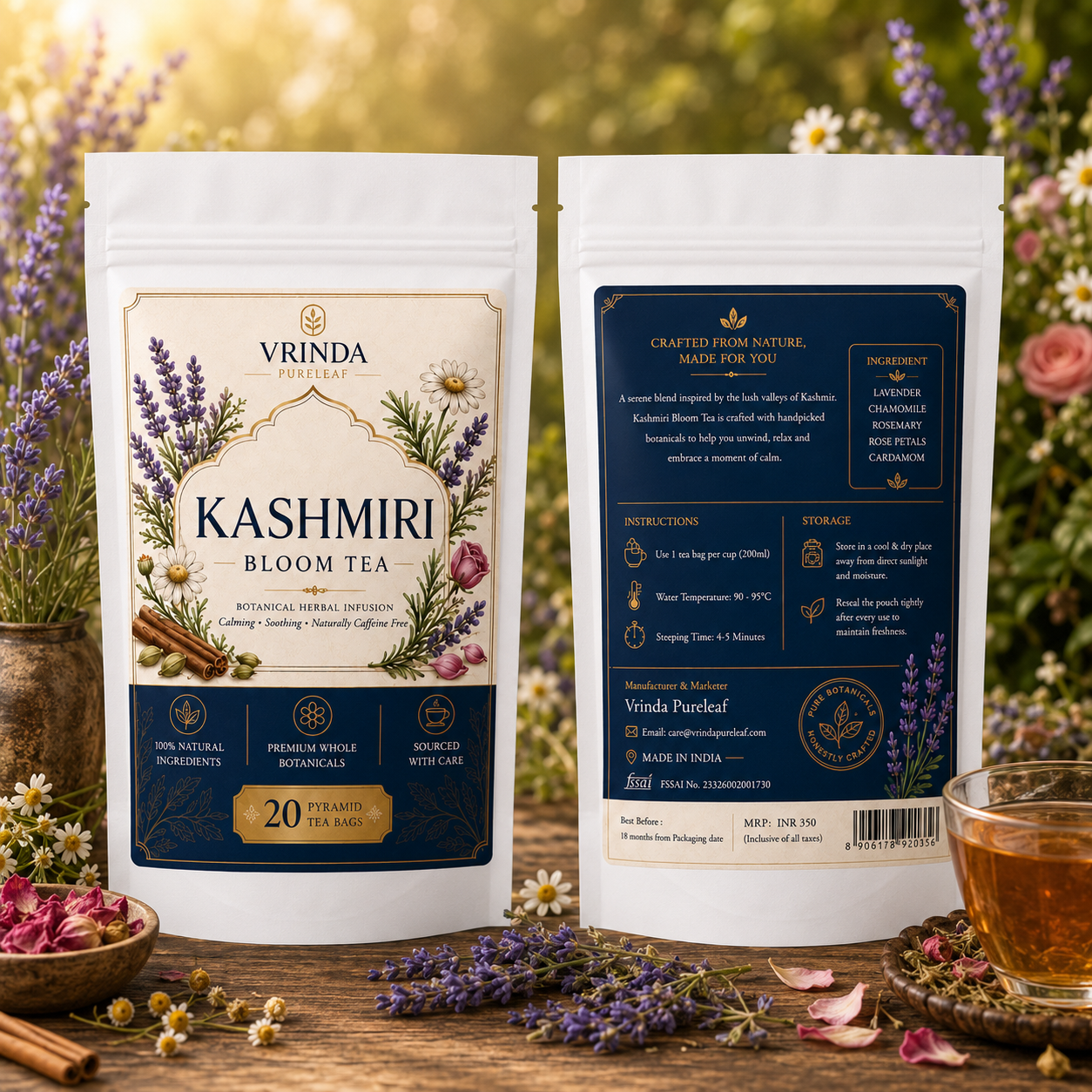 ZIP lock pouches kashmiri bloom tea